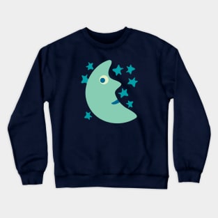 FRIENDLY MOON AND STARS Night Sky - UnBlink Studio by Jackie Tahara Crewneck Sweatshirt